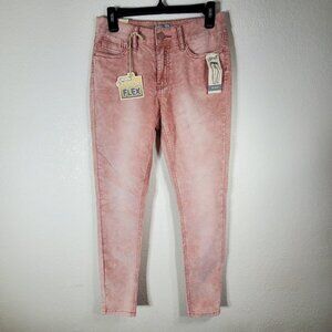 Indigo Rein Womens Color Flex Midrise Skinny Jeans Size 7 Pink Denim Blend
